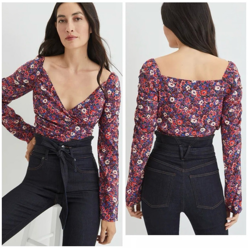 Veronica Beard Sabo Silk Top In Berry Multi Nwt